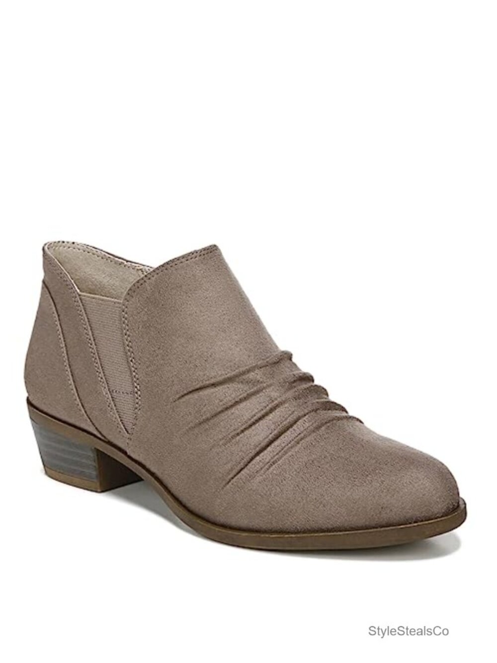 Womens Microsuede Ankle Bootie Pointed Toe Ruched Comfort Casual Fall Boot